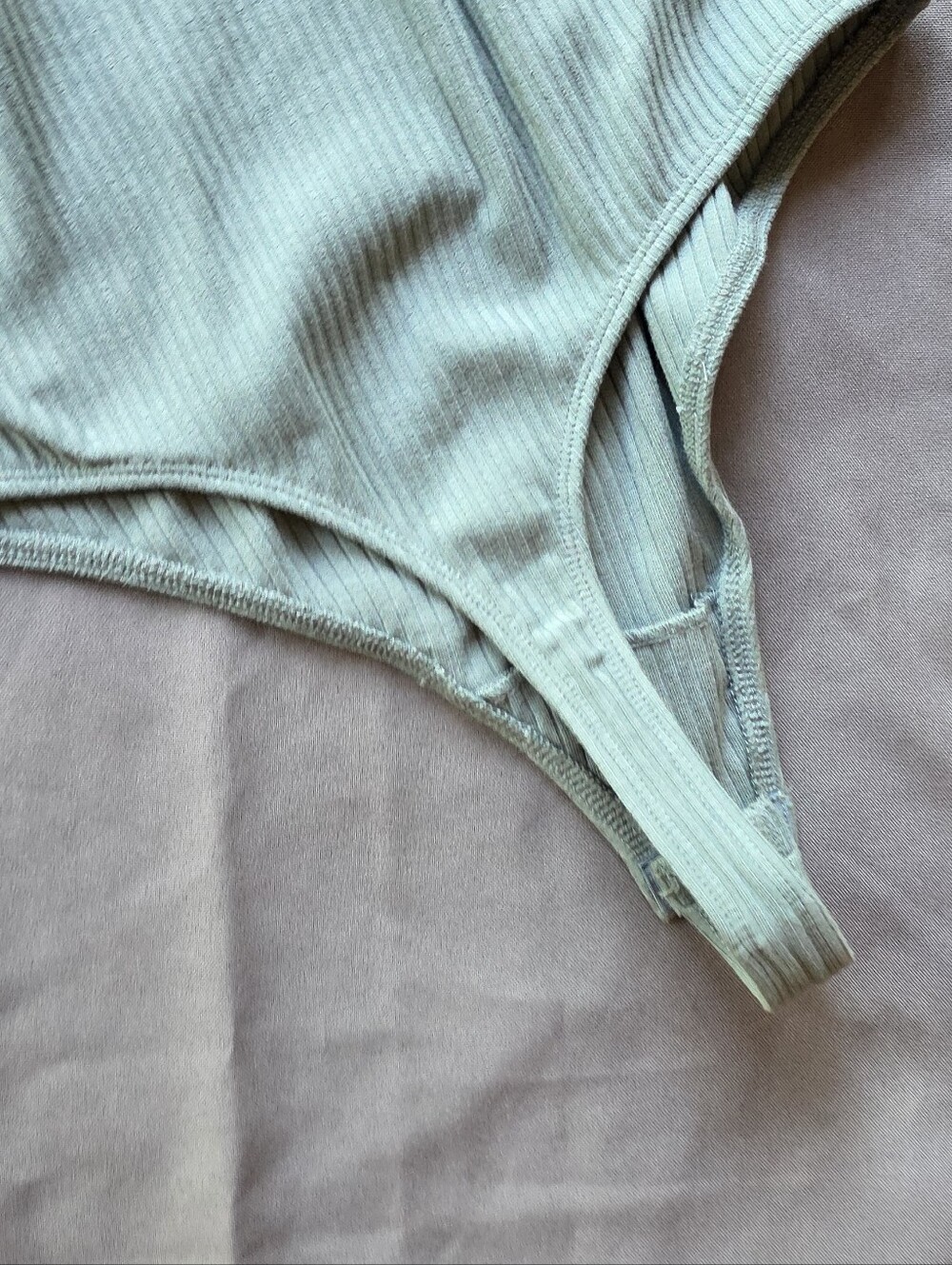 Free People Ribbed Racerback Bodysuit in Sage - Picture 5 of 6